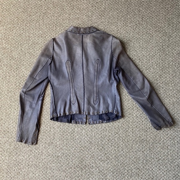 Blur Made in Italy Gray Studded Leather Jacket - Picture 2 of 16